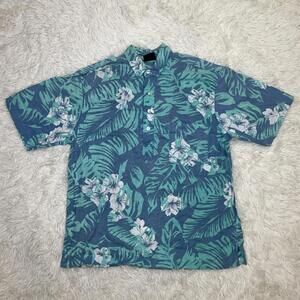 Vtg MAUI Trading 1/4 Button Polo Shirt Men M Short Sleeve Cotton Hawaiian